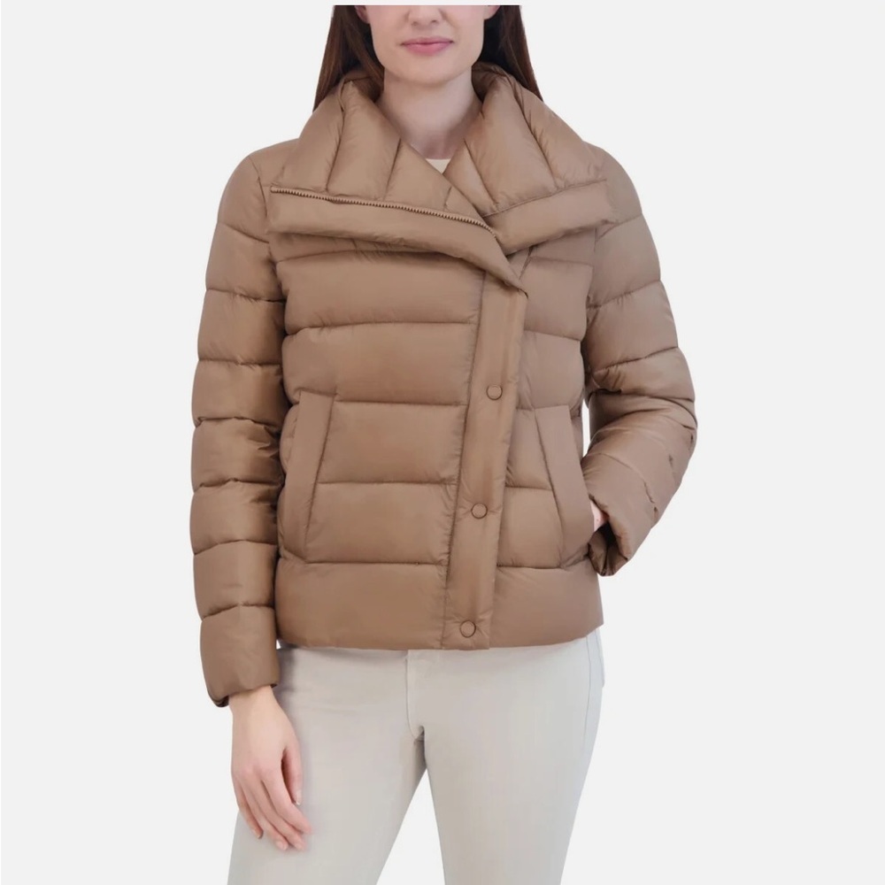 NWOT Tahari Women's Asymmetrical Puffer Tan‎ Jacket J1